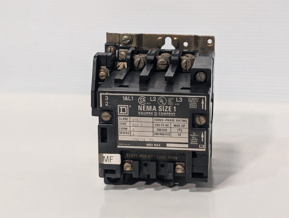 Square D 8702SCO8 Reversing Contactor, Ser. A, NEMA Size 1, 3PH 575vac 10hp