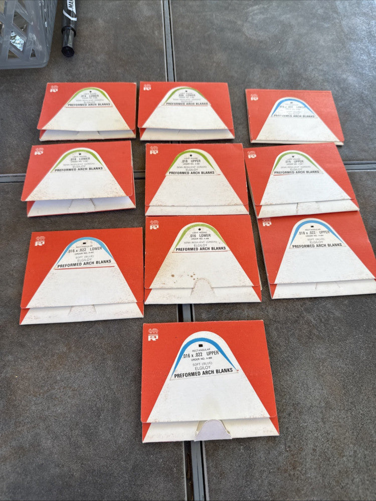 Lot of 10 packs assorted Rocky Mountain Orthodontics pre formed arch blanks
