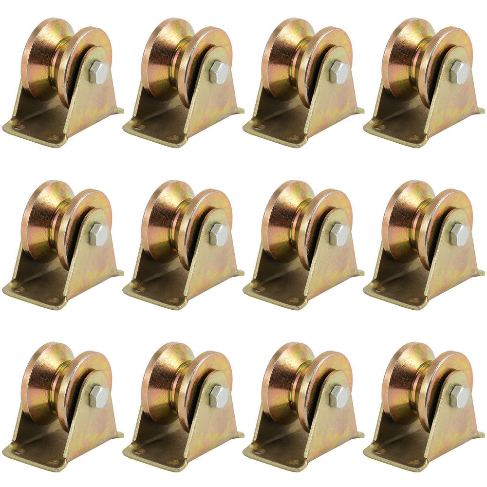12 PCS 2 Inch V Groove Wheel V Type Casters with Bracket Heavy Duty 1045 Stee...