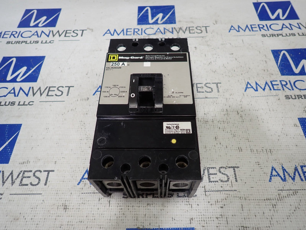 Square D KAL3625032M MAG GARD Motor Circuit Protector 250 Amp 3 Pole 600V Tested