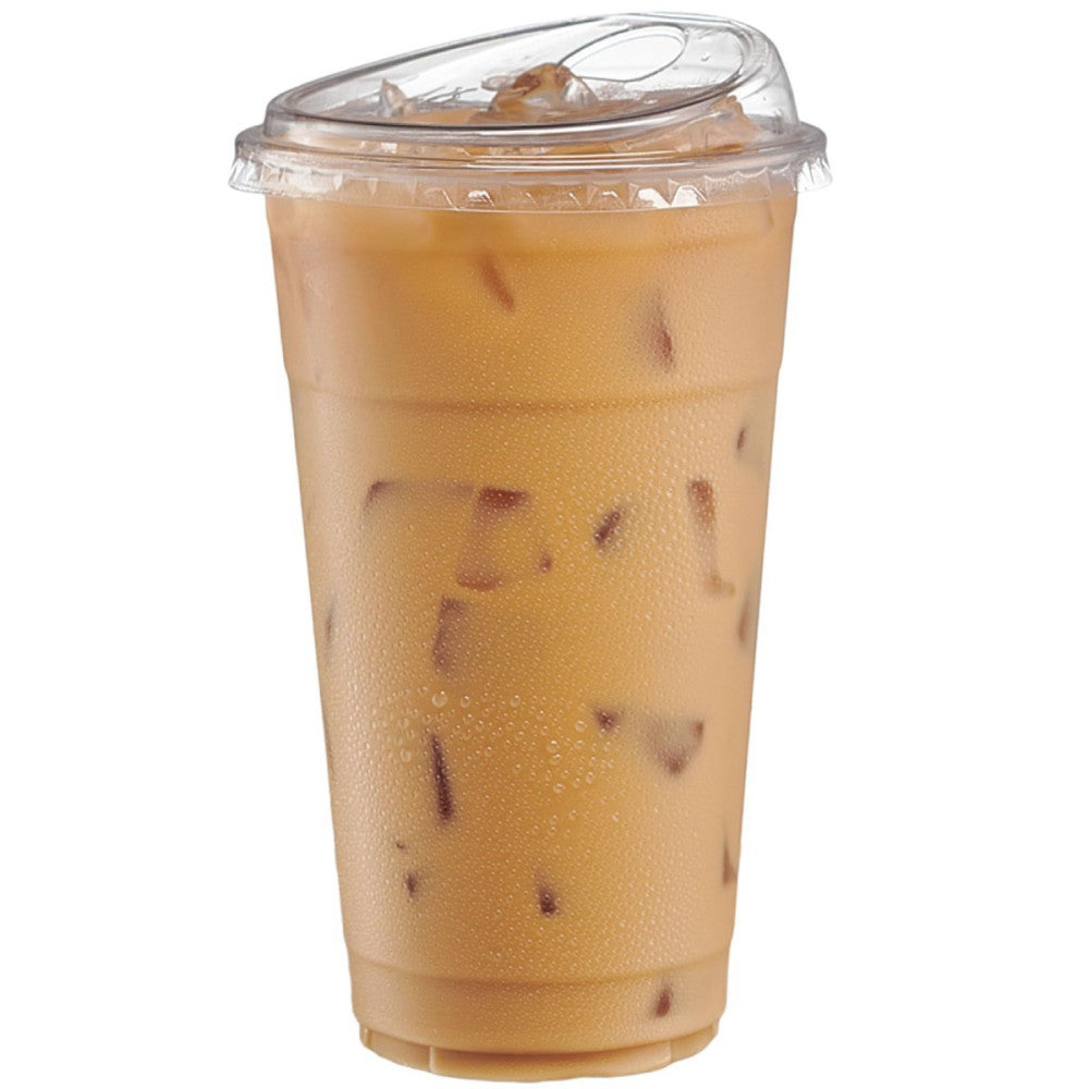 Clear Plastic Cups with Lids [24 oz - 50 Count - Disposable Iced Coffee Drink...