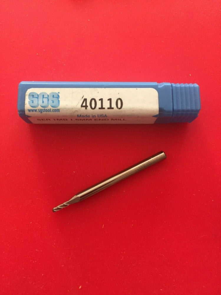 NEW SGS 40110 1.5mm Solid Carbide End Mill 4 Flute Ball Nose