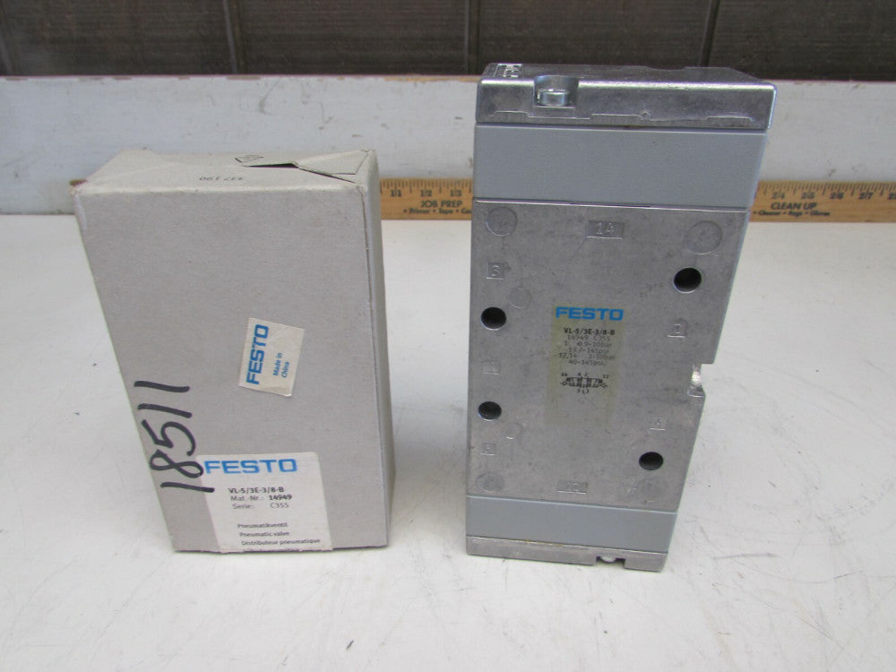  FESTO VL-5/3E-3/8-B -  MAT. #14949  PNEUMATIC VALVE,  NEW IN BOX! MAKE OFFER!