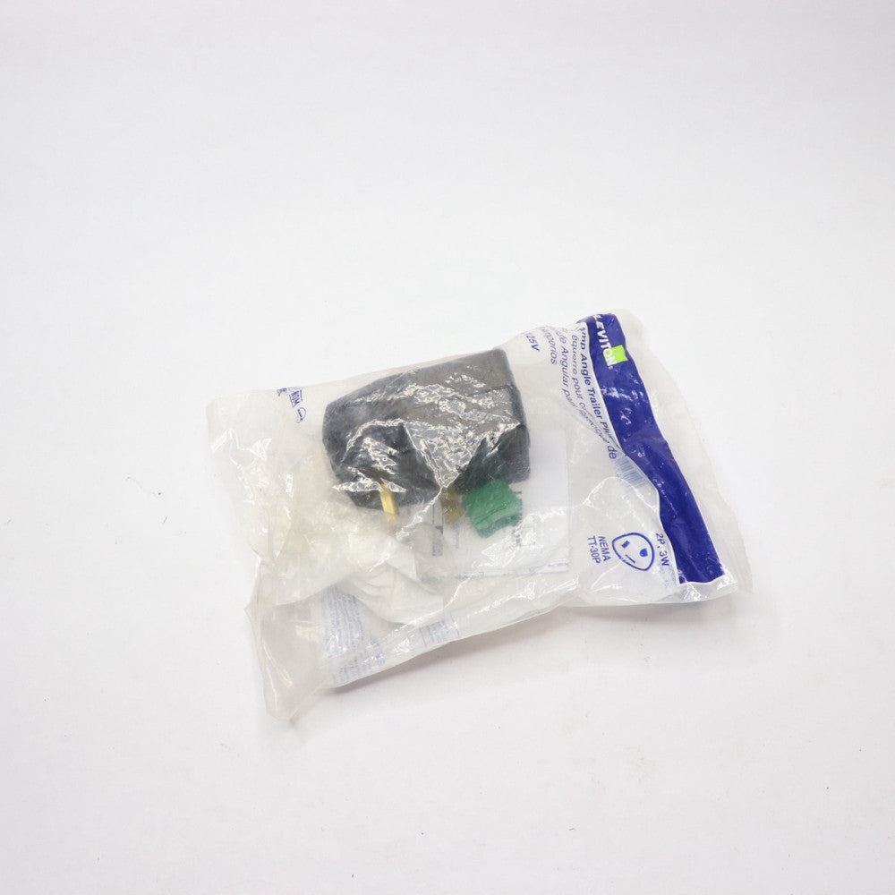 Leviton Travel Trailer Plug 30 Amp 125-Volt 2-Pole Angle Black 830-E