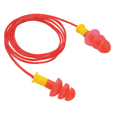 Condor 55Pd66 Condor Reusable Tpe Ear Plugs, Flanged Shape, 25 Db, Red/Yellow,