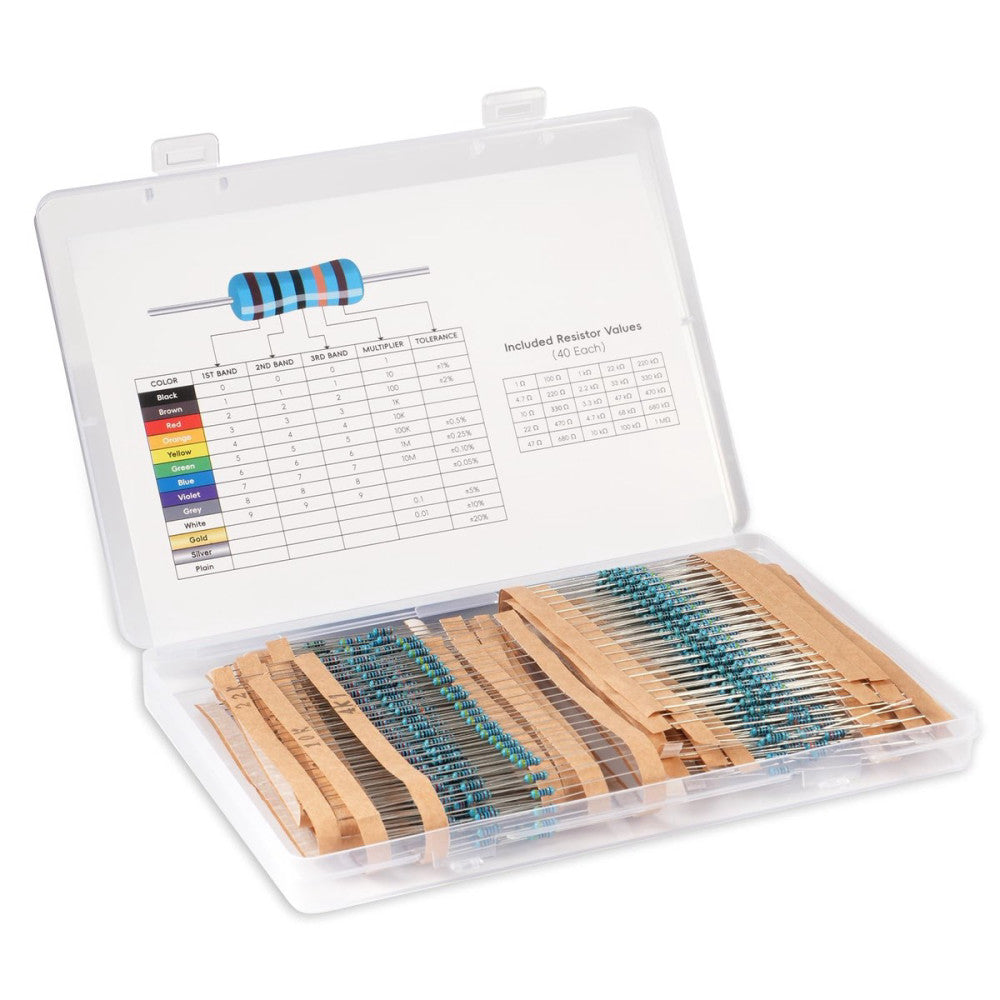 1000 PCS Resistor Kit 1/4 W +-1% Premium Metal Film Resistors Assortment Kit ...