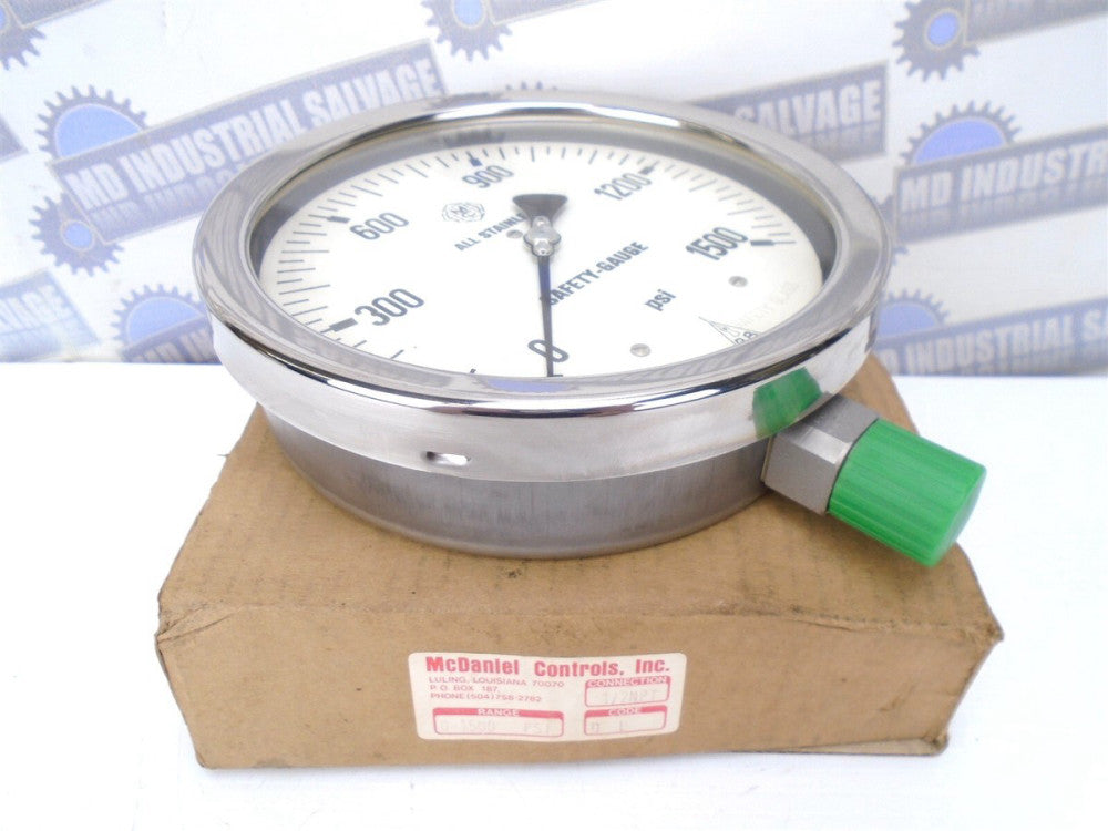 McDaniel Controls - 0-1500 psi GAUGE - Code D L- 1/2" NPT Bottom - 6" FACE SS 
