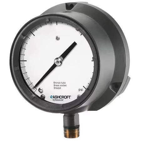 Ashcroft 451379Asl04l100# Process Pressure Gauge, 0 To 100 Psi, 4 1/2 In Dial,