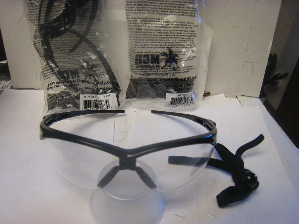 2 yes 2 pairs MCR SAFETY MP110AF Safety Glass,Anti-Fog,Cord,Half Frame With cord