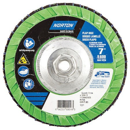 Norton Abrasives 66623399018 Flap Disc,7 In X 80 Grit,5/8-11