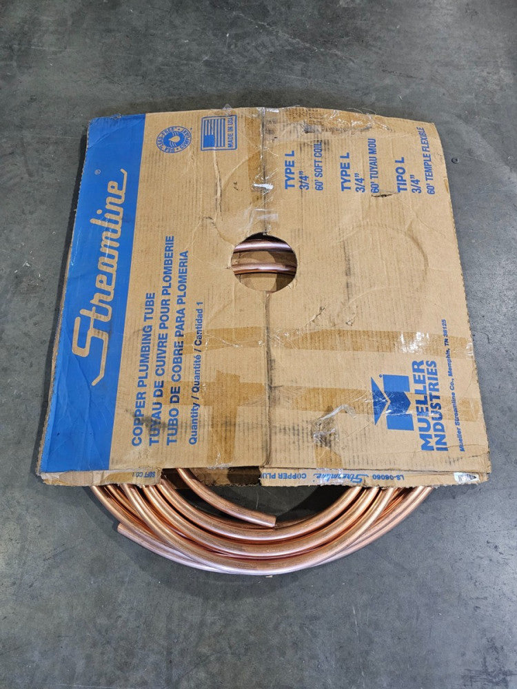 Mueller Streamline LS06060 3/4 In. X 60 Ft. x 3/8" Thick Copper Type L Soft Coil