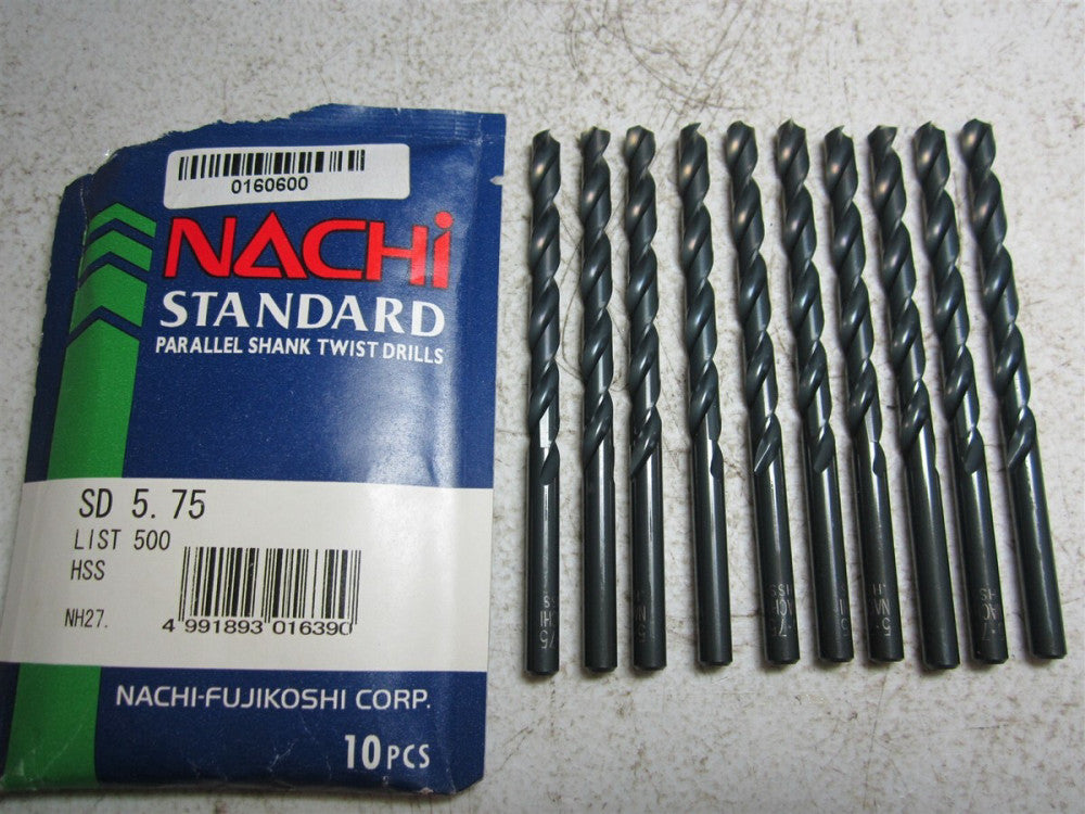 Nachi (0160600) SD 5.75 List 500 High Speed Steel Jobber Drill Bits - Pack of 10