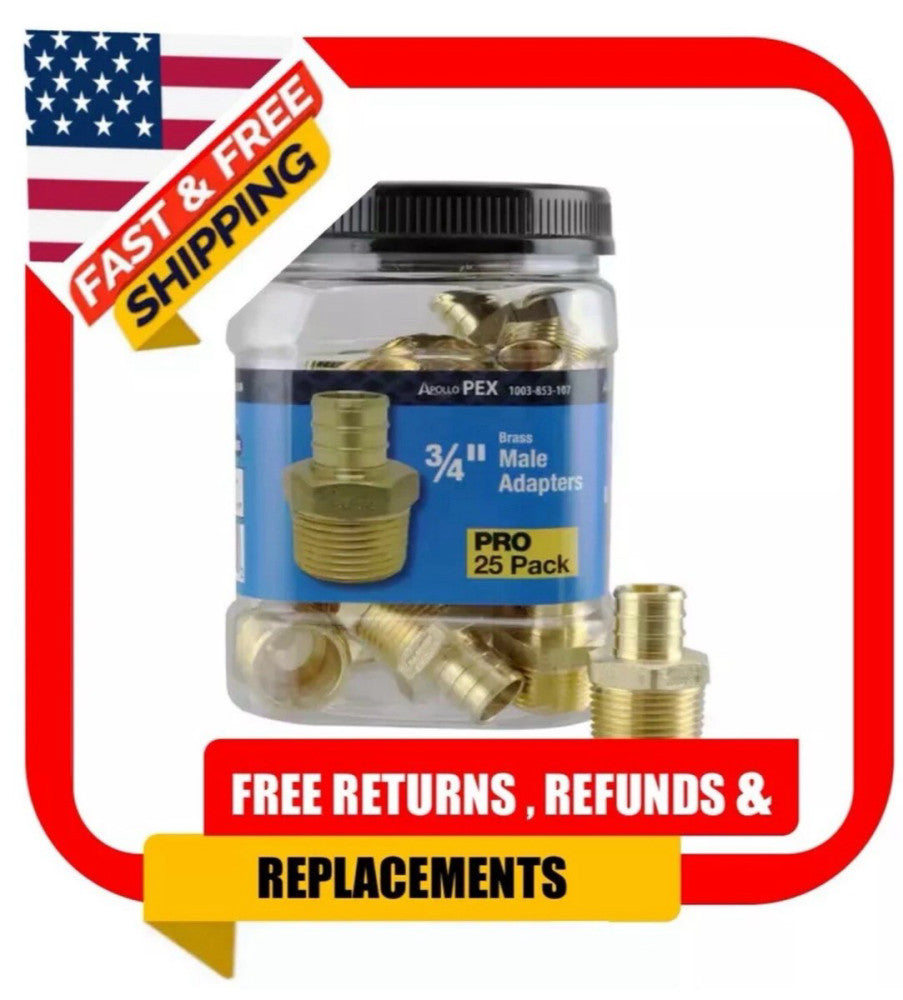 Apollo 3/4 in. Brass PEX-B Barb x Male Pipe Thread Adapter Pro Pack (25-Pack)