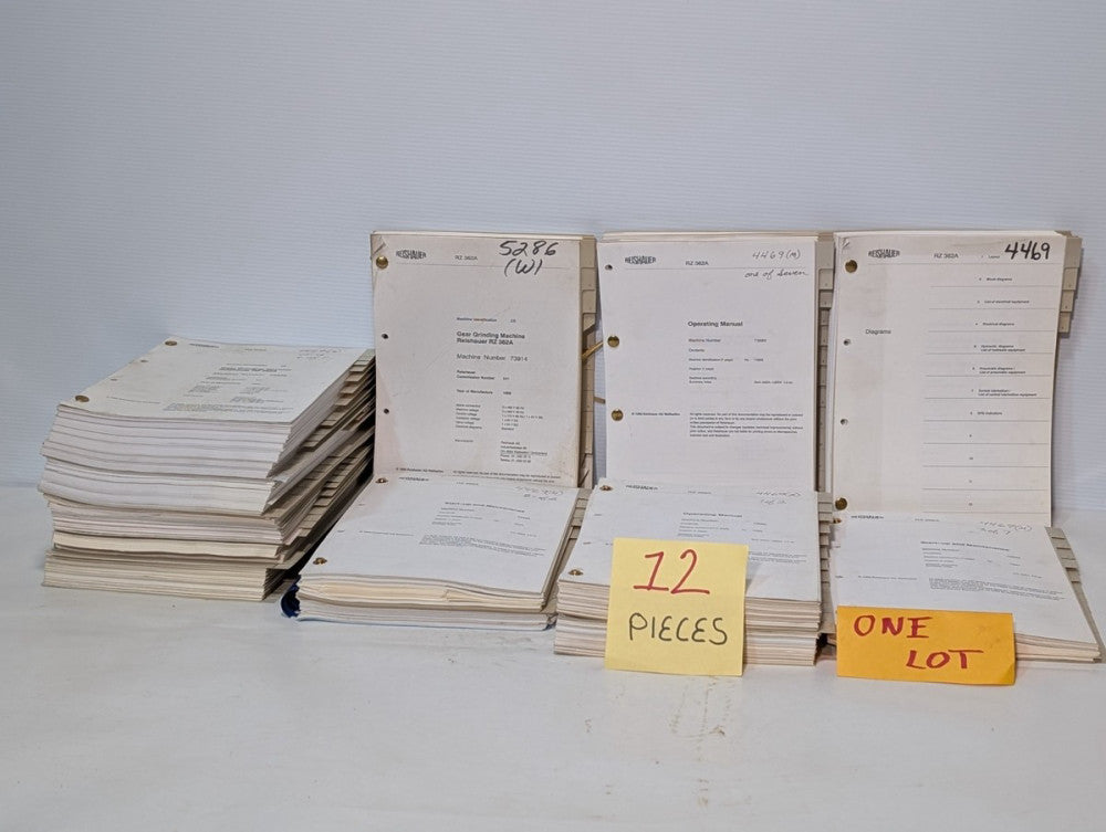 Set of 12 Reishauer Manuals for Reishauer RZ 362A Gear Grinding Machine