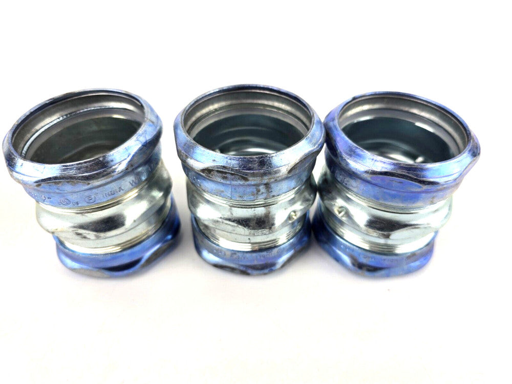 3pcs Hubbel-Raco EMT 2 in. Raintight Compression Coupling Steel 2928RT