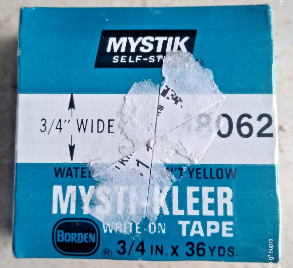 VINTAGE NEW/SEALED BORDEN MYSTIK SELF-STIK MYSTI-KLEER WATERPROOF TAPE 3/4"x36yd