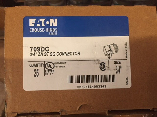 (Box of 25) Eaton Crouse-Hinds 709DC Straight Non-Insulated Connector (NEW)