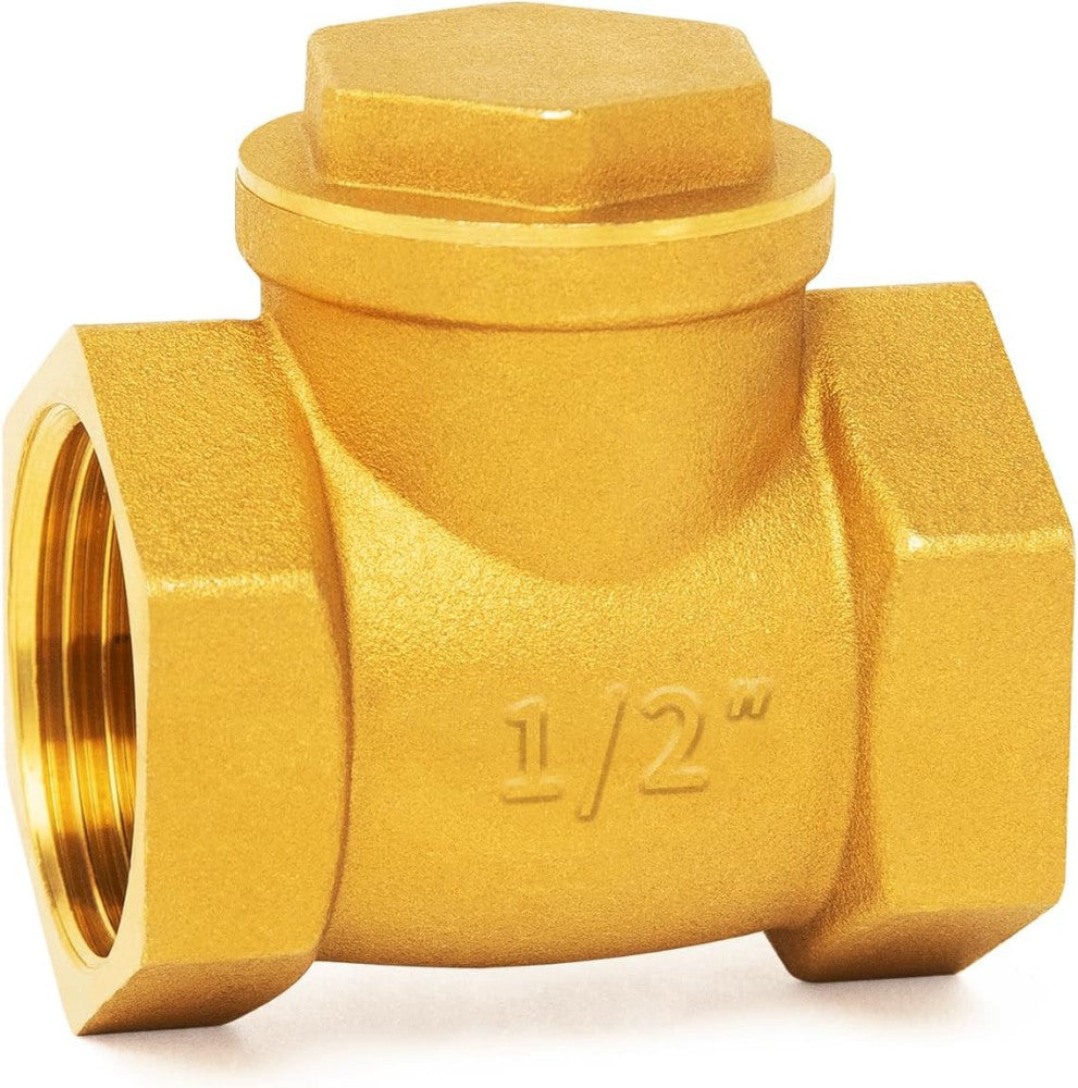 Brass Swing Check Valve DN15 1/2" Female Thread, One-Way Horizontal Non-Return C