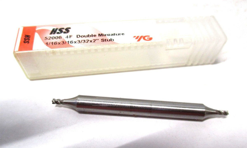 YG-1 (52006) 1/16 x 3/16 x 3/32 x 2 4-Flute DE HSS Mini Stub Square End Mill