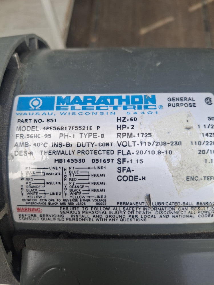 Marathon Motors 2 HP 1725 RPM 115/208/230 VOLT NEW OPEN NO BOX