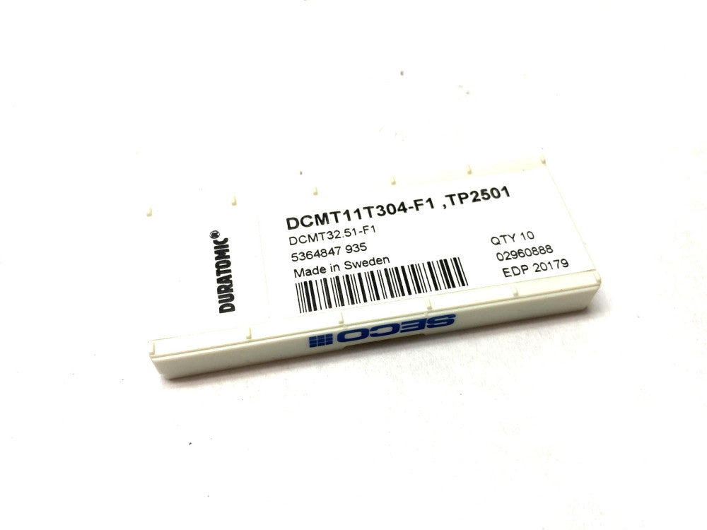 Seco DCMT11T304-F1, TP2501 DURTOMIC Insert for Turning DCMT32.51-F1 PKG OF 10