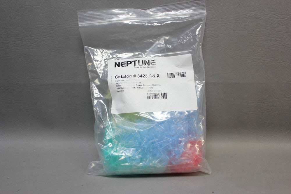 1000 Neptune 3423.A.X 0.2 mL PCR Tubes with Flat Cap Assorted Colors
