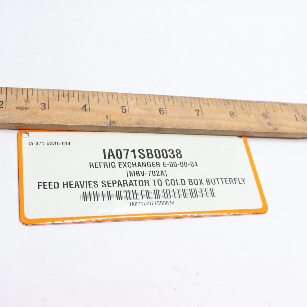 Feed Heavies Separator To Cold Box Butterfly Plate IA-071-M816-014