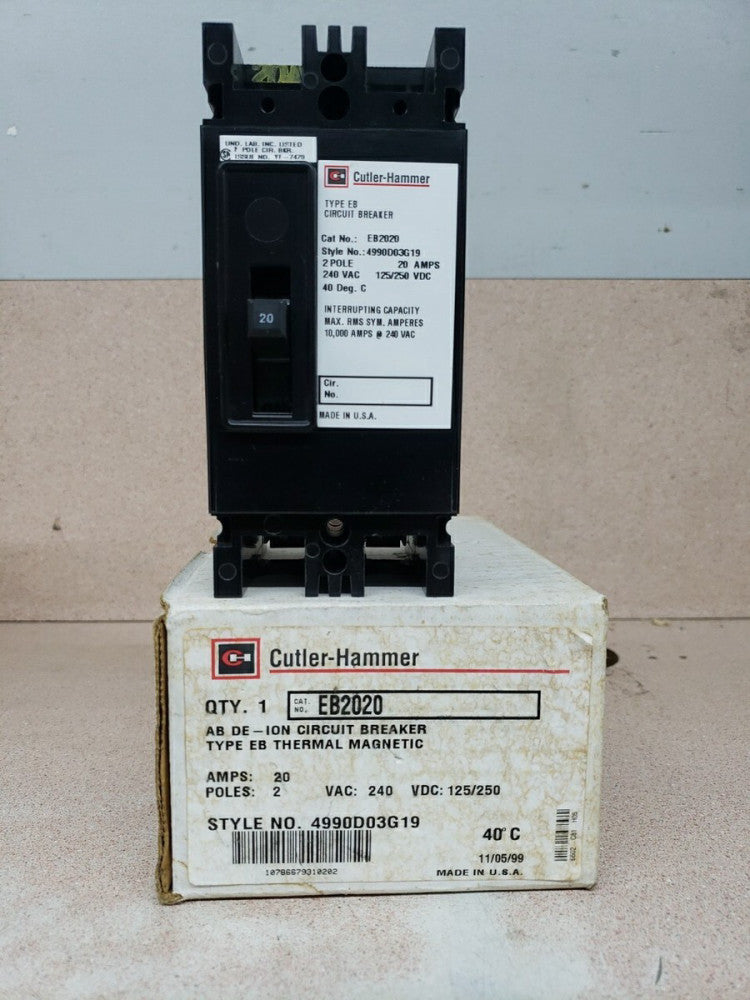 1) Westinghouse EB2020 Circuit Breaker, 20A, New old stock