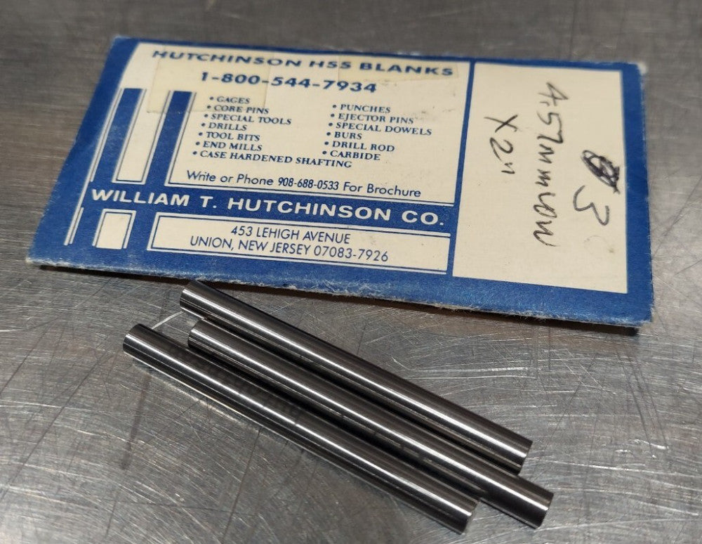 Lot Of 3 - USA Hutchinson 4.57mm x 2" Low Drill Blank Reamer Pin Gage