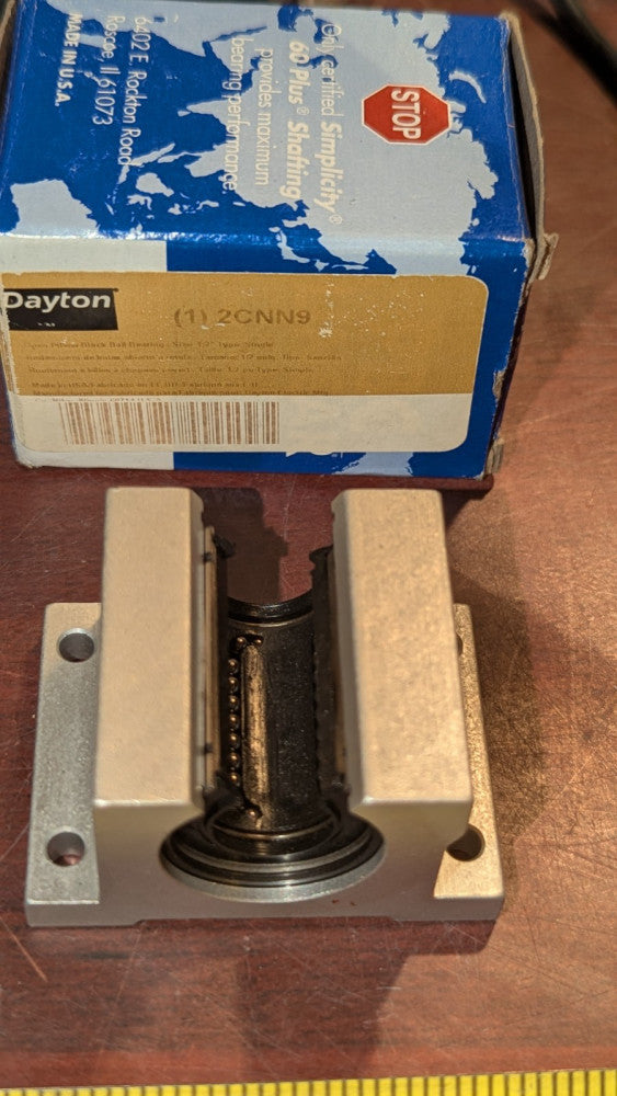 (1) Dayton / PBC Linear Pillow Block Bearing 0.500 In Bore 1.500 In L 2CNN9 NIB