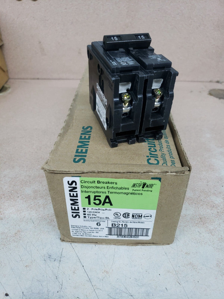 1 NEW B215 Siemens Circuit Breaker Thermal/Magnetic 2 Poles 15A BL215 240V