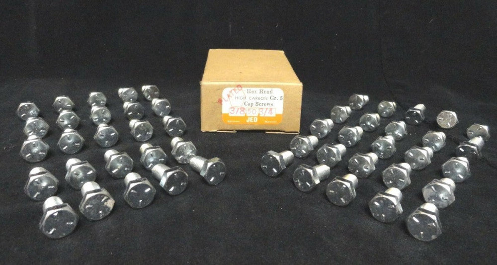 HEX HEAD ~ (LOT OF 50) ~ CAP SCREW BOLTS ~ HIGH CARBON ~ 3/8 x 3/4 ~ NEW IN BOX