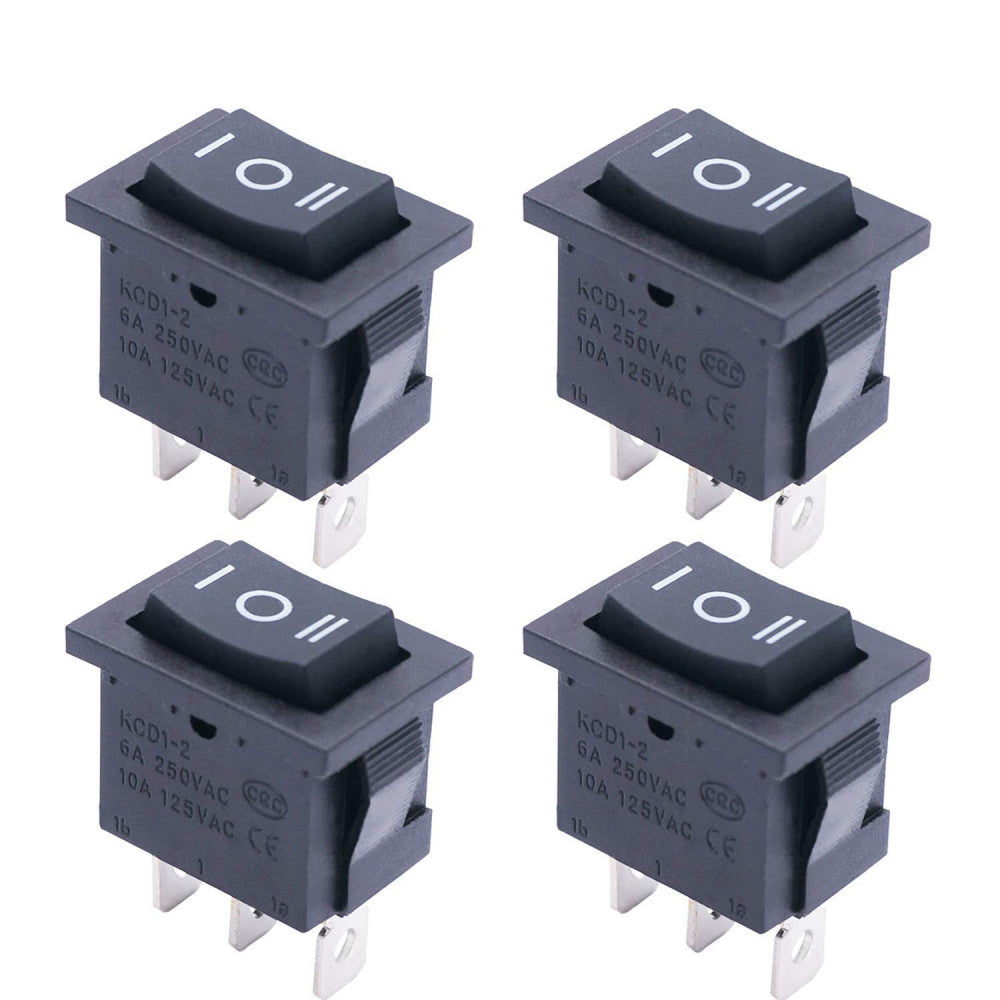 TWTADE / 4Pcs Square Momentary Rocker Switch (ON)-Off-(ON) SPDT 3 Pin 3 Posit...