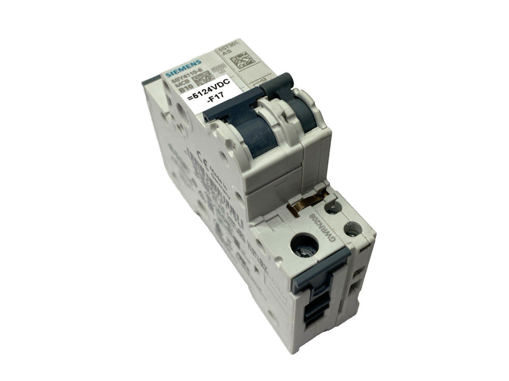 Siemens 5SY4110-6 Circuit Breaker 1P 10A w/ 5ST3010 Auxiliary Switch