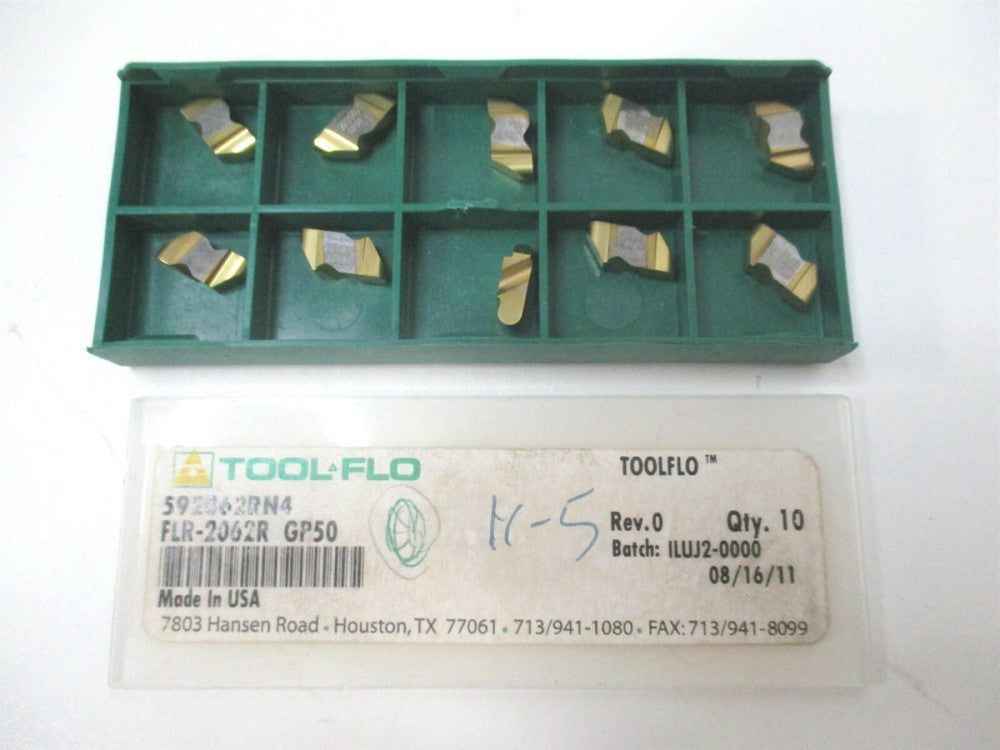 Tool-Flo (592062RN4C) 2062FLR GP50 3.18mm Width Carbide Grooving Inserts 10 Pack