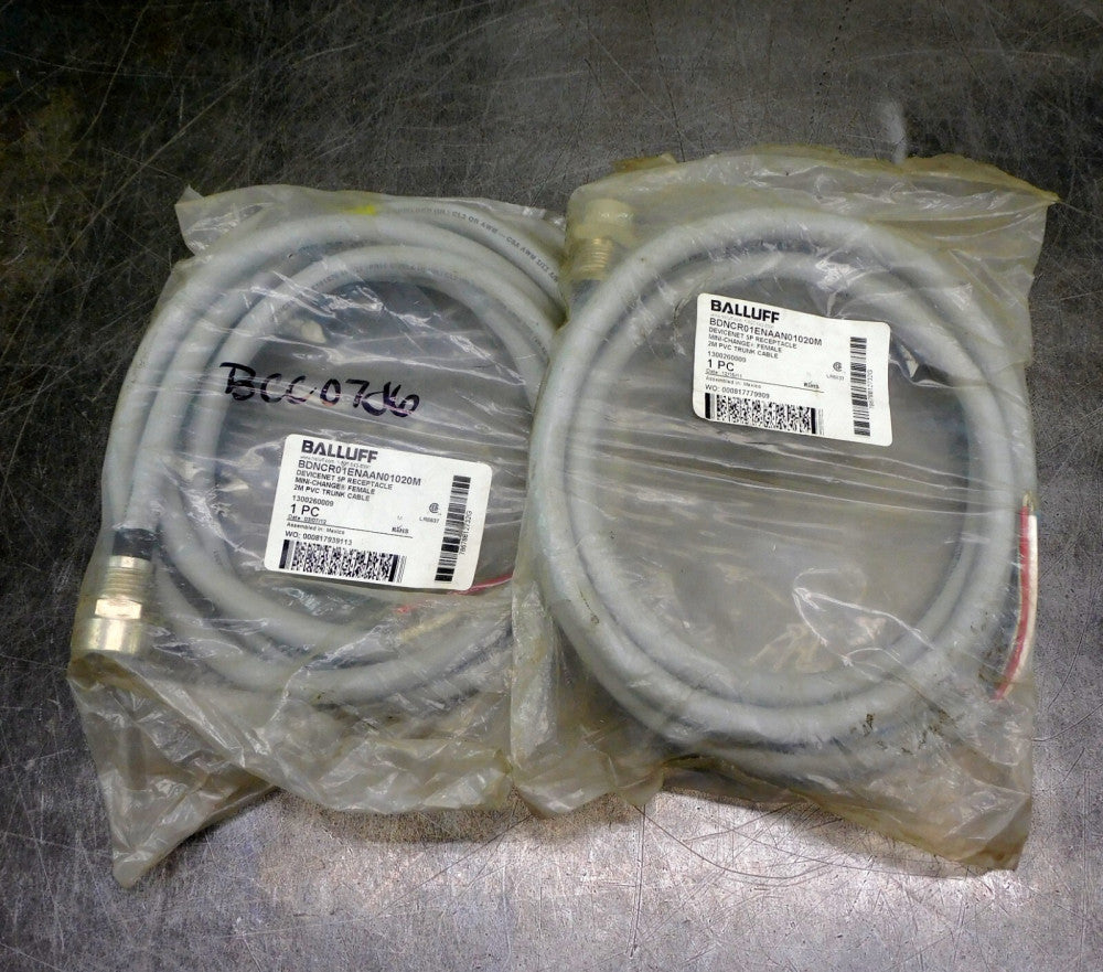 Balluff BDNCR01ENAAN01020M 5-Pole Mini-Change Receptacle 2m Lot of Two (2)