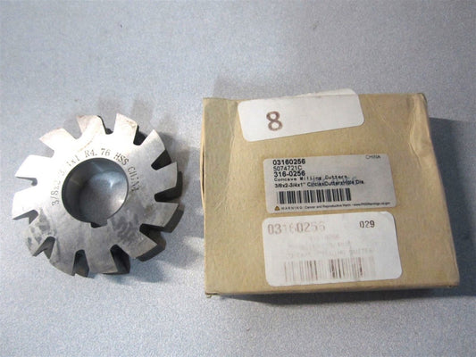 (316-0256) 3/16" x 2-3/4" x 3/8" x 1" HSS 10 Tooth Concave Radius Cutter 