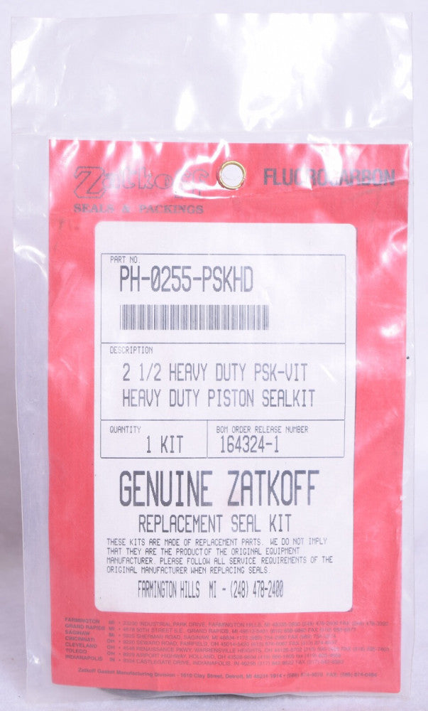 Zatkoff Seal Kit PH-0255-PSKHD 2-1/2" Heavy Duty PSK-VIT  Factory Sealed