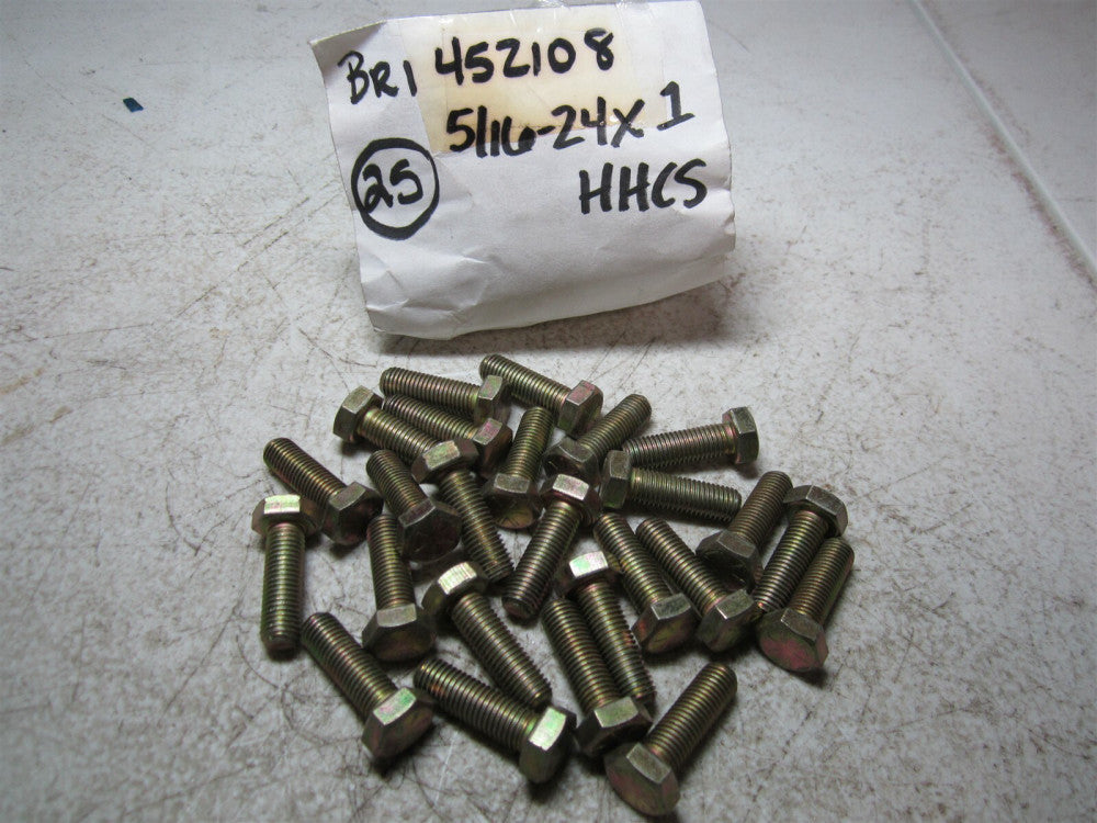 Brighton Best (452108) 5/16" - 24 1" OAL Hex Cap Screws - Pack of 25