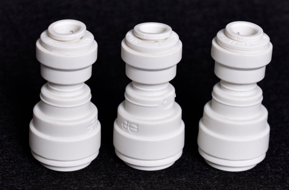 3 Count John Guest Polypropylene Reducing Union Connectors 3/8" x 1/4" PP201208W