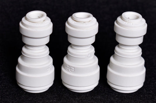 3 Count John Guest Polypropylene Reducing Union Connectors 3/8" x 1/4" PP201208W