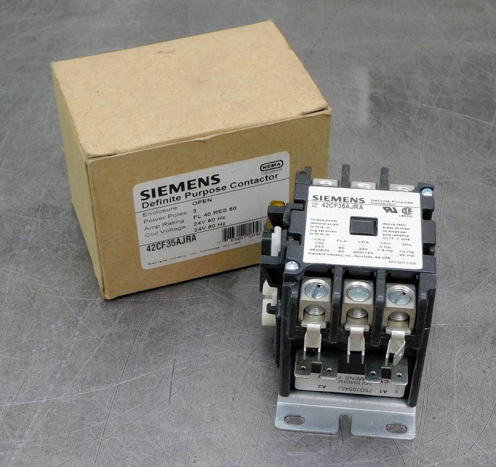 Siemens 42CF35AJRA Definite Purpose Contactor 24V 50/60 Hz 3 Pole