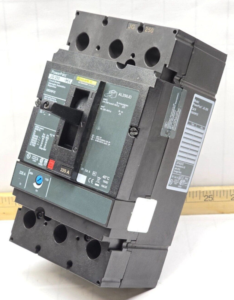 Square D Powerpact 225 Amp Circuit Breaker 600 VAC 3 Pole 65 kA  JGP36225YE