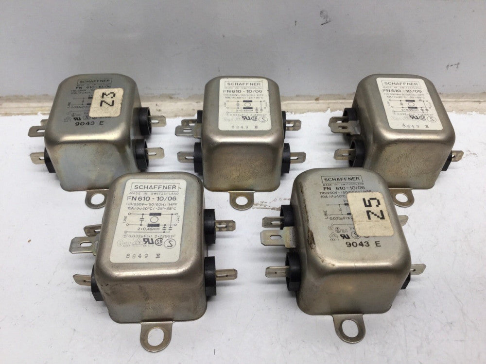 Schaffner FN 610-10/06 Power Line Filter, 110/250V ~ 50/60Hz, 10A (Lot of 5)