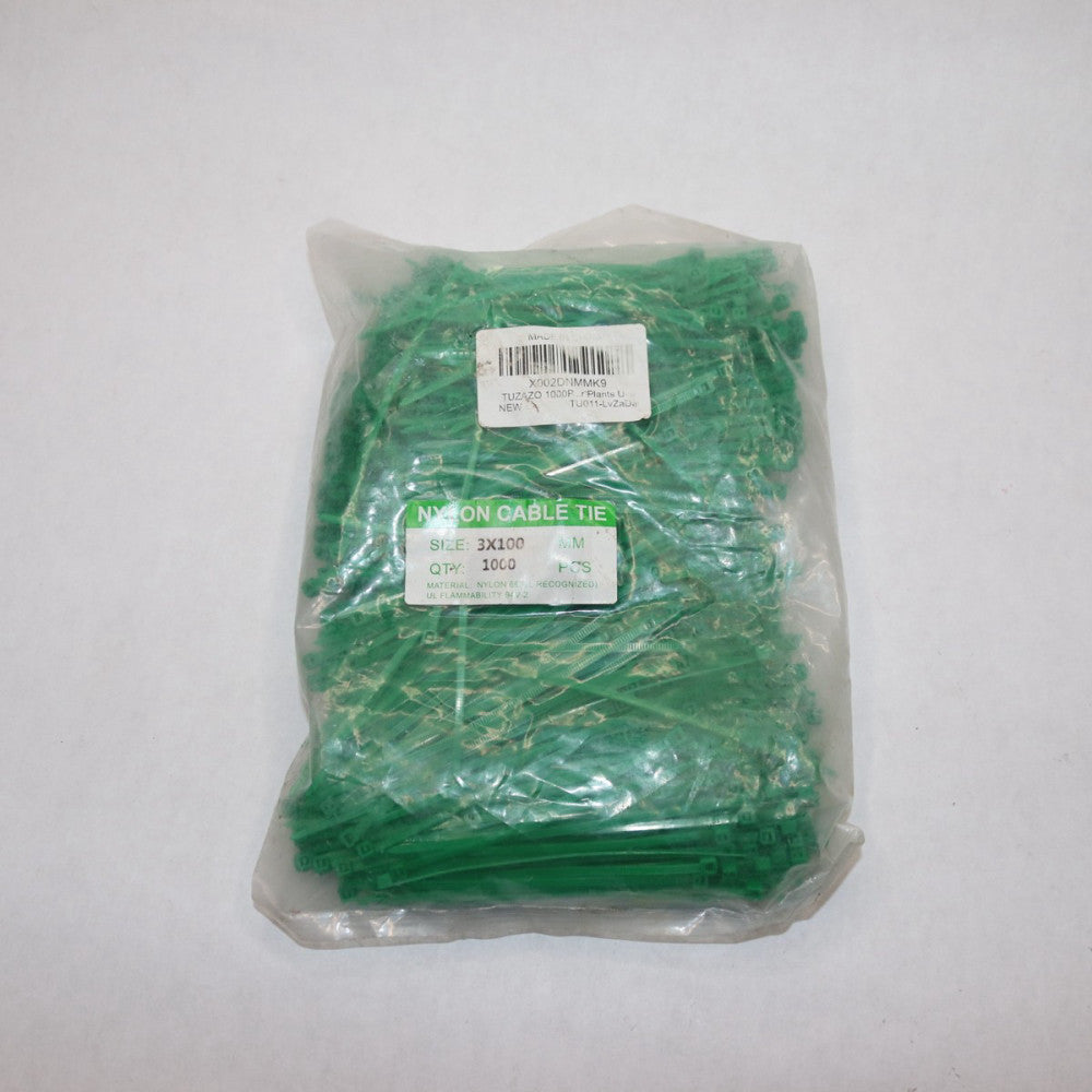 (1000-Pk) Cable Tie Nylon Green 3 MM x 100 MM 