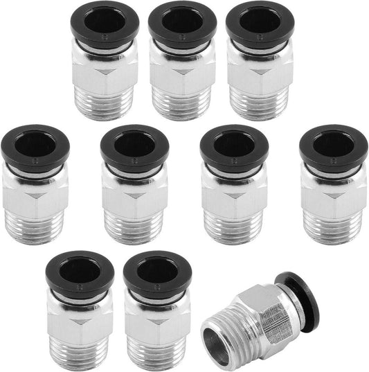 10Pcs Male Straight Push to Connect 8mm x 1/4" NPT (10pcs), Copper 