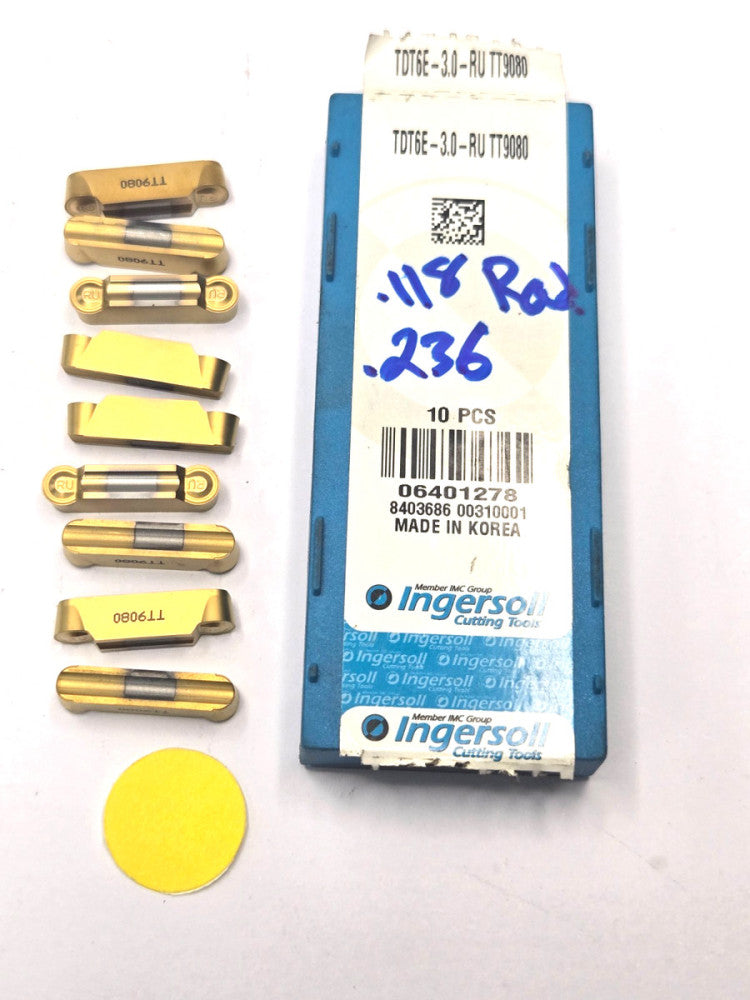 INGERSOLL*TDT6E-3.0-RU TT9080*CARBIDE GROOVING INSERT******LOT OF 9