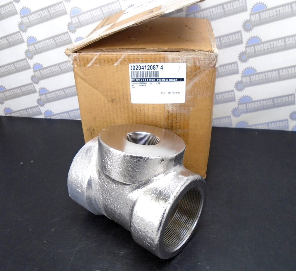 PENN - 316 SS FORGED Reducer TEE 4"- 4 in 4x4x2 FNPT - 3000 lb - A182-316SS