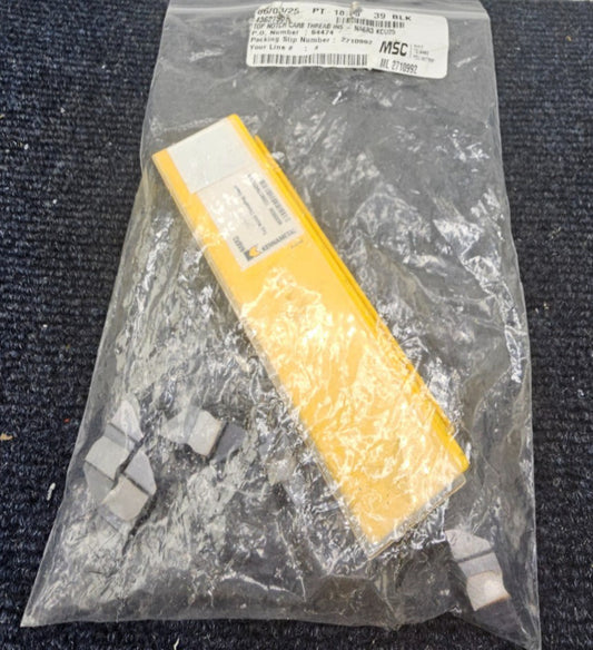 ( QTY 5 ) Kennametal NA6R3 KCU25: Carbide Threading Insert AlTiN Finish