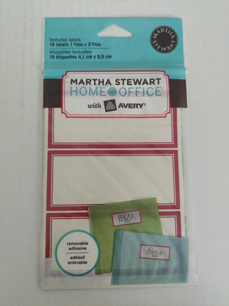 NEW Martha Stewart Home Office Avery Textured Red Labels 18 Ct 1 5/8" X 3 3/4"
